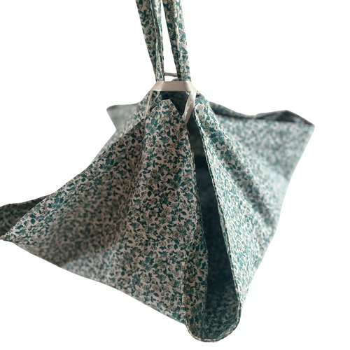 Sac à tarte petites fleurs bleu vert