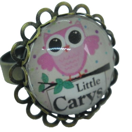 Bague chouette / hibou bronze et rose