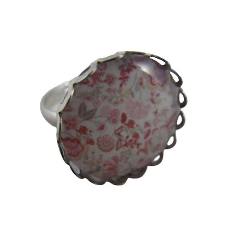 Bague liberty rose et métal argenté