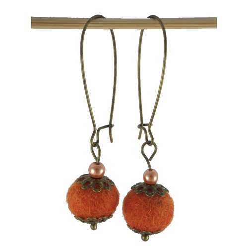 Boucles d'oreilles rétro bronze et orange