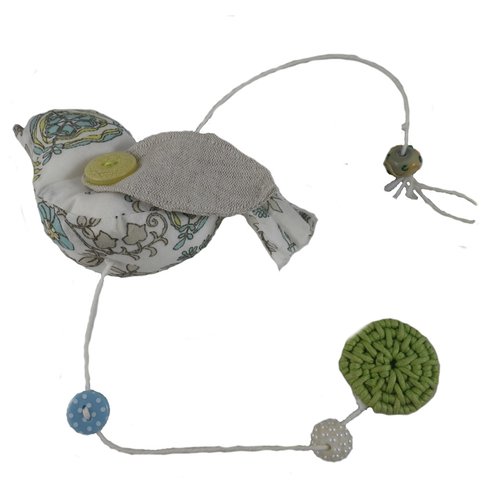 Suspension oiseau beige, bleu et verte