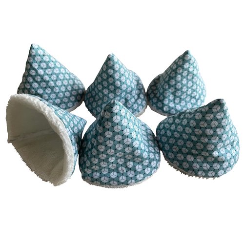 Lot de 6 tipis pare pipi bleu vert motif géométrique