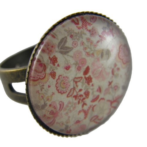 Bague liberty rose et métal argenté