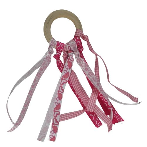 Anneau de dentition rubans roses flamands roses inspiration montessori