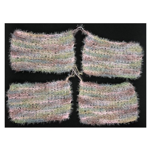 Lot de 4 tawashis ou éponges écologiques pastelles