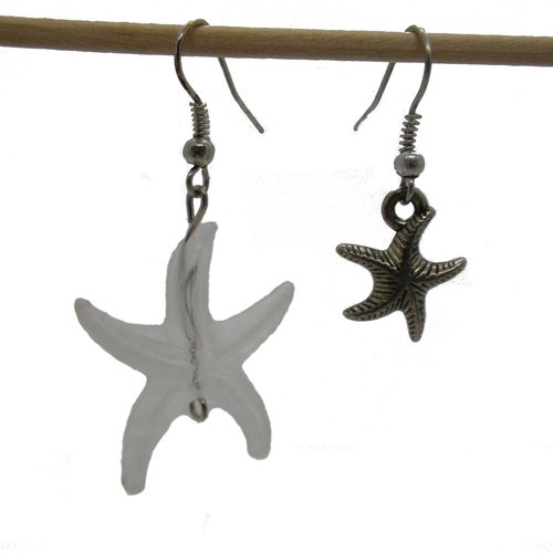 Boucles d'oreilles asymétriques étoile de mer