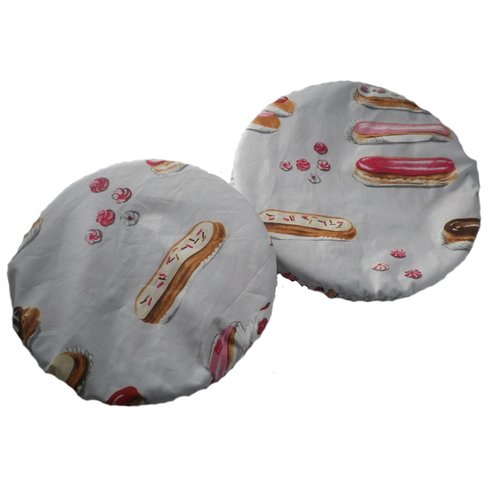 Lot de 2 charlottes / couvre-plats gris motif éclairs