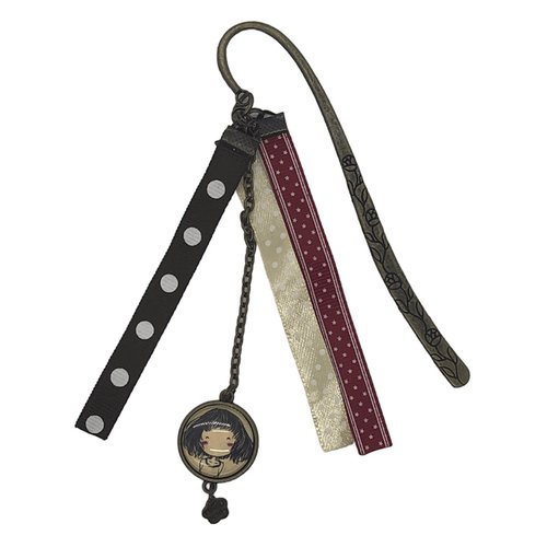 Marque page bronze et rubans marrons et rouges