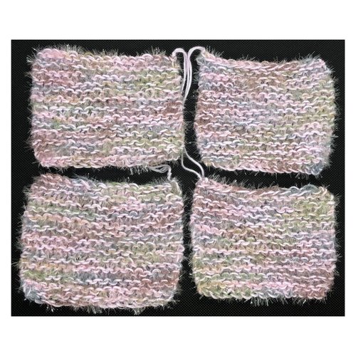 Lot de 4 tawashis ou éponges écologiques mauves et couleurs pastelles