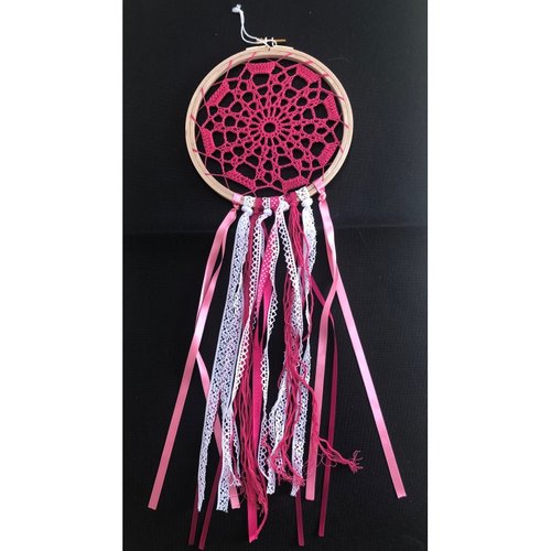 Attrape-rêve rose et blanc