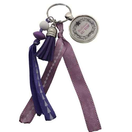 Porte clés rose et mauve "maîtresse au top"