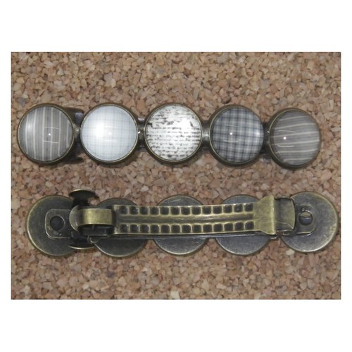 Barrette bronze et cabochons beiges / marrons