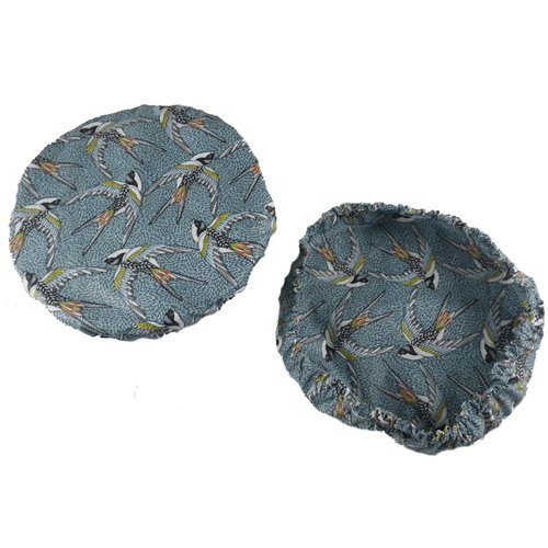 Lot de 2 charlottes / couvre-plats motif oiseaux