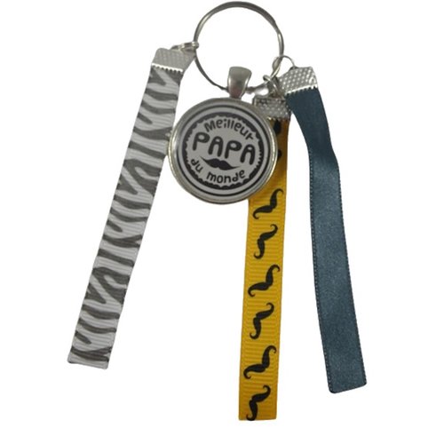 Porte clés gris et jaune "meilleur papa au monde"