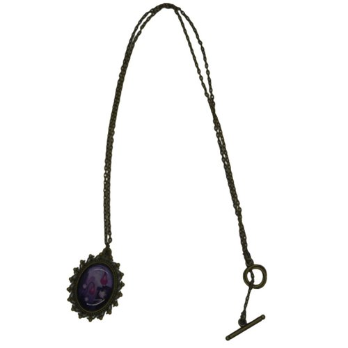Collier / sautoir bronze et cabochon violet motif femme