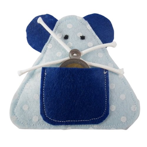 Pochette dent petite souris bleue et pois