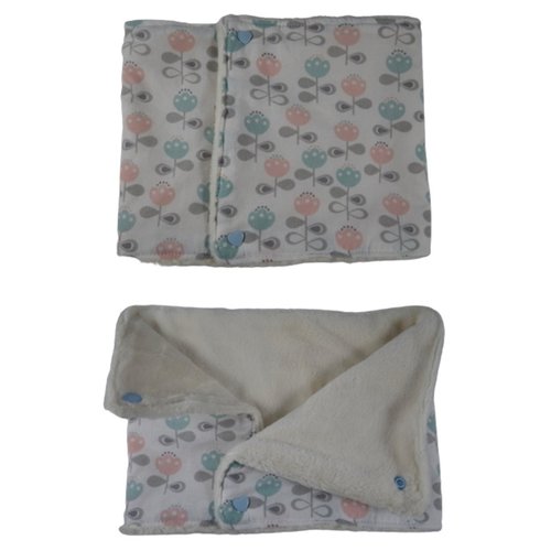 Snood fleurs grises, bleues et roses intérieur beige