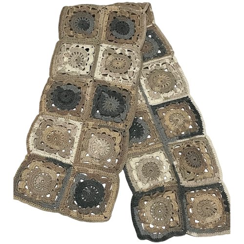Écharpe granny square beige et grise