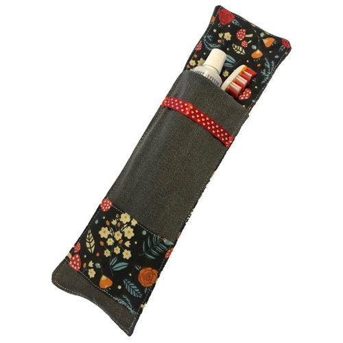 Etui pour brosse à dent et dentifrice gris et motif automnal