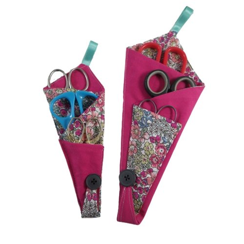 Lot de 2 étuis /  pochettes rose et liberty pour ciseaux