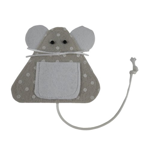 Pochette dent petite souris beige et blanche