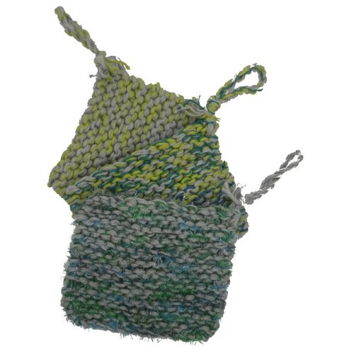 Lot de 3 éponges écologiques lavables bleues, vertes et grises