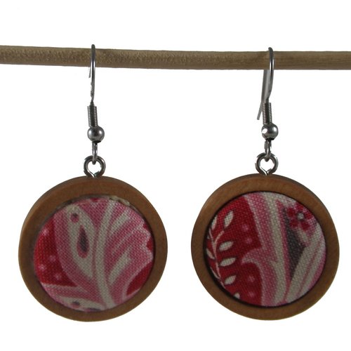 Boucles d'oreilles roses et rouges