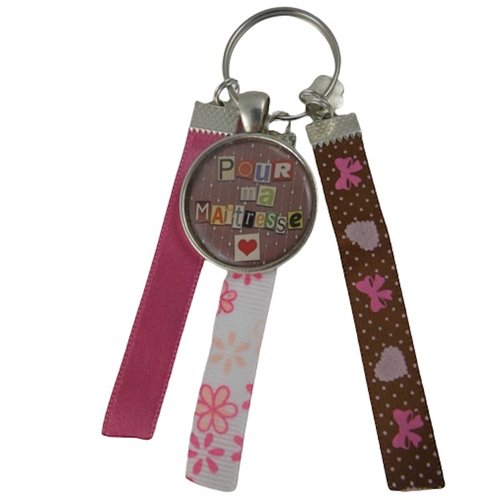 Porte clés rose et marron "pour ma maîtresse"
