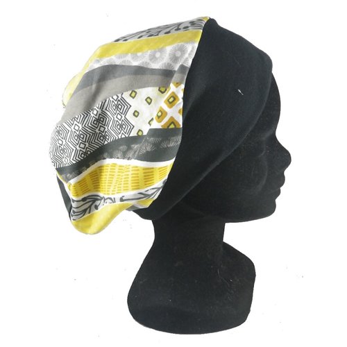 Bonnet de chimio gris et jaune
