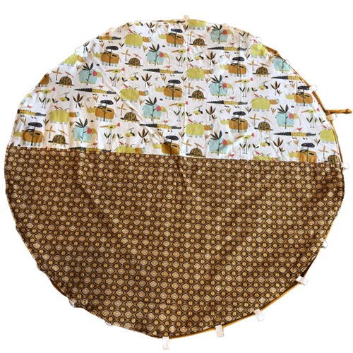 Bague argentée tissu violet  à pois blancs