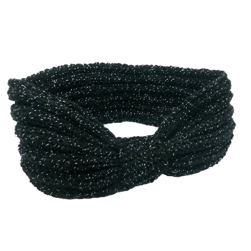 Bandeau / cache-oreilles noir et argenté