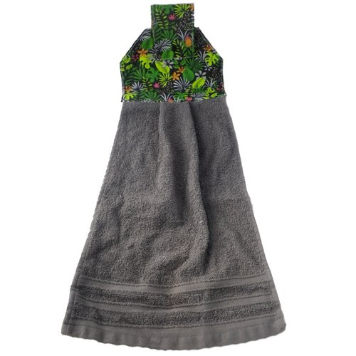 Essuie-mains gris et tissu jungle