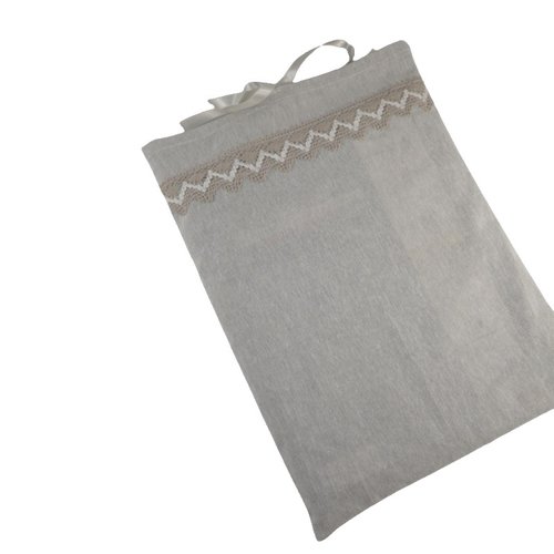 Pochette cadeau couleur lin et dentelle