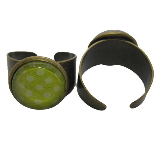 Bague bronze cabochon vert à pois