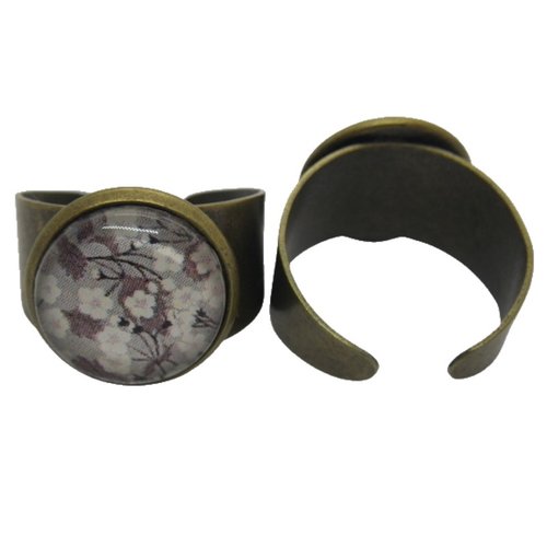 Bague bronze cabochon liberty rose et gris