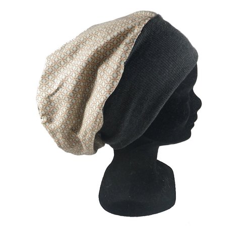 Bonnet de chimio beige et gris