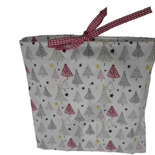 Pochette cadeau blanche forêt de sapins