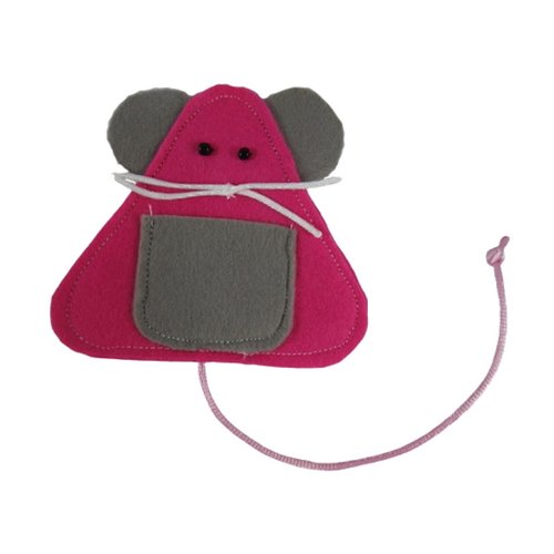 Pochette dent petite souris rose et grise