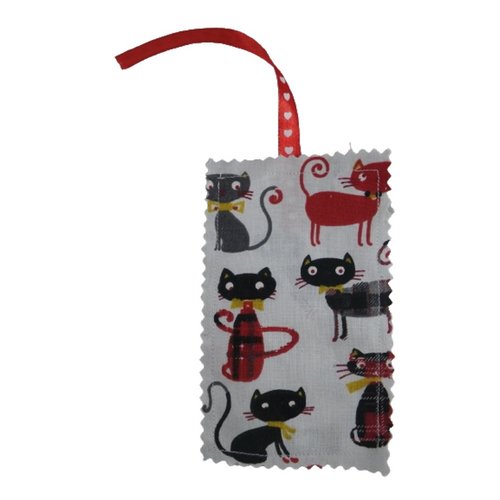 Marque page rouge et noir motif chat
