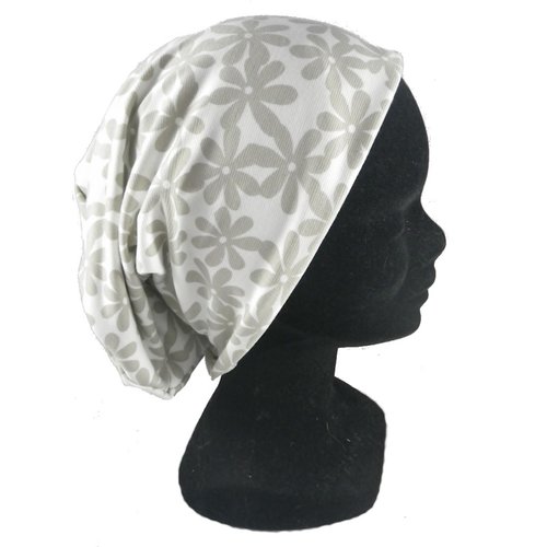 Bonnet chimio fleurs beiges