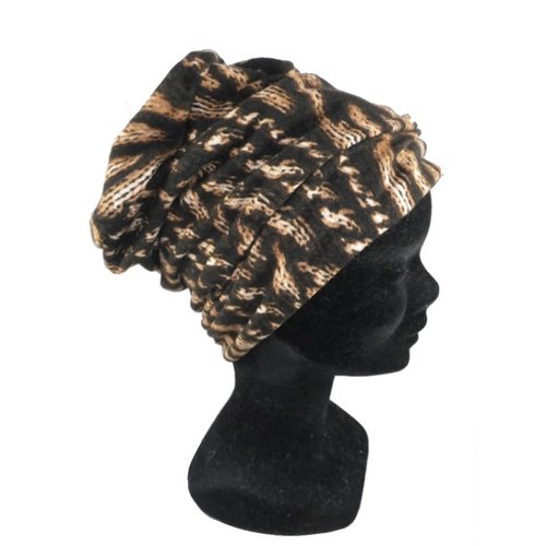 Bonnet noir et marron motif effet tricot