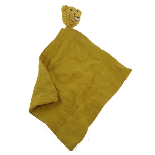 Doudou ours jaune moutarde