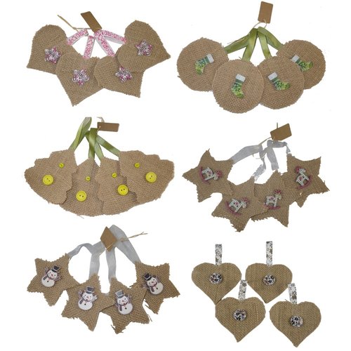 Lot de 24 décorations de noël en jute