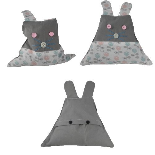 Lapin bouillotte sèche grise, bleue et rose