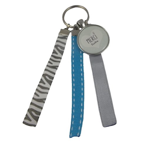 Porte clés bleu et gris "merci maître"