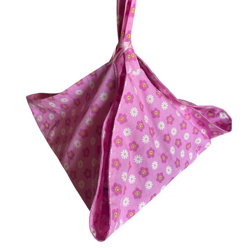 Sac à tarte rose marguerites et émoticônes joie