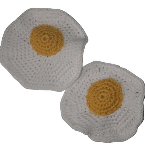 Lot de 2 œufs au plat au crochet pour dinette