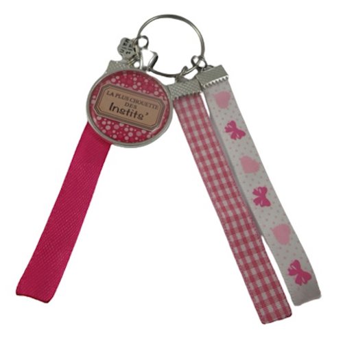 Porte clés rose "la plus chouette des instits"