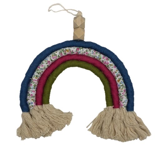 Arc-en-ciel fleuri rose, vert et bleu