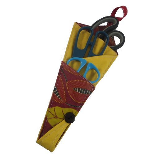 Etui pochette pour ciseaux rouille et jaune